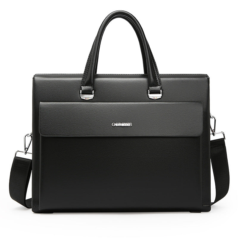 Men's Leather Briefcase with Anti-Theft Combination Lock